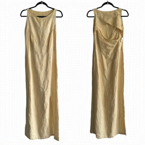 TERRAWARE Mykonos Linen Sleeveless Summer Maxi Dress Yellow XS